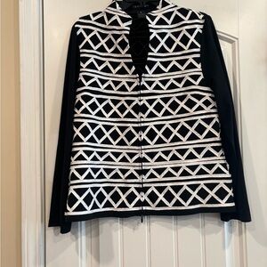 T & W Design Black and White Geometric Patterned Jacket